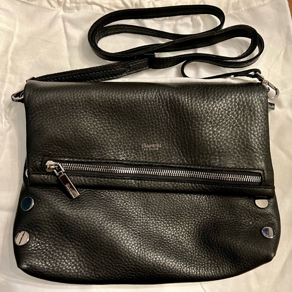 Hammitt Crossbody Bag- VIP Med. Black/Gunmetal (Red interior) EUC